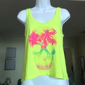 No Boundaries Lime Green/Yellow Skull Tank L 11-13